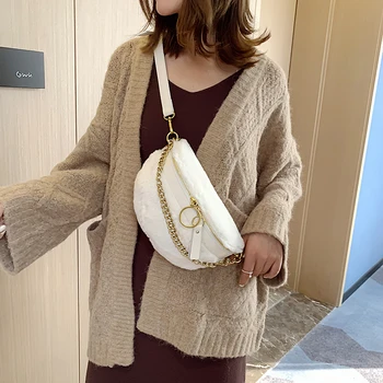 

Faux Mink Hair Crossbody Bags For Women 2019 Mini Chain Shoulder Messenger Bag Female Winter Handbags