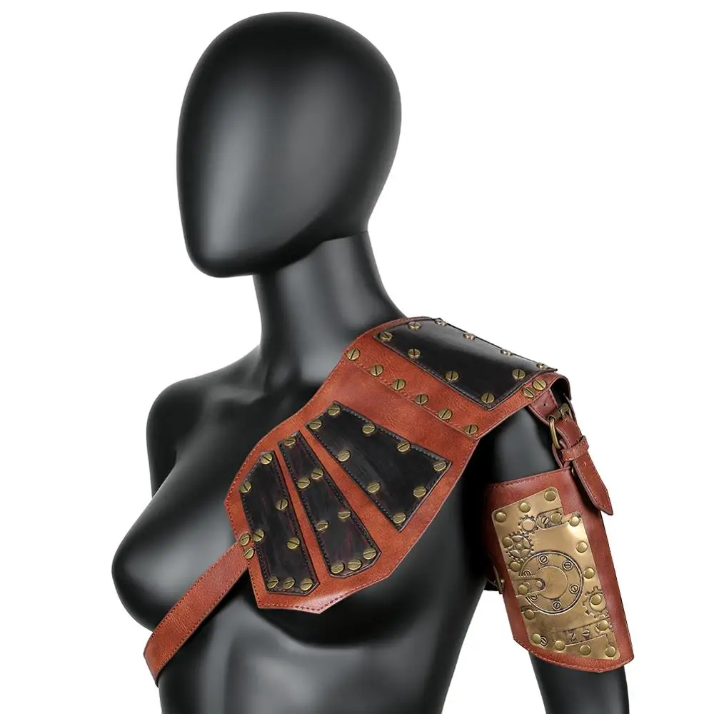 Мужской средневековый костюм Armors косплей аксессуар винтажный Готический рыцарь-воин плечо из искусственной кожи жгут нагрудный ремень для тела пояс - Цвет: FSL002BN