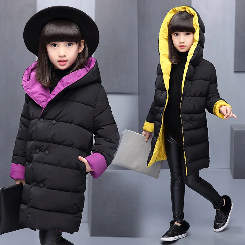 Зимняя одежда средней и длинной длины; модная детская хлопковая стеганая куртка с обеих сторон