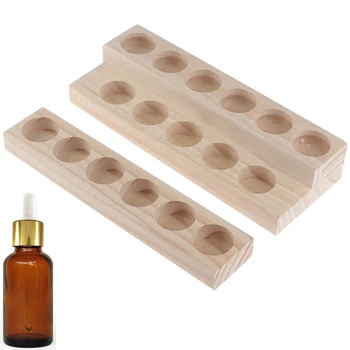 

Handmade Natural Wood Display Rack Demonstration Station For 15Ml Bottles 6/12 Holes Wooden Essential Oil Tray
