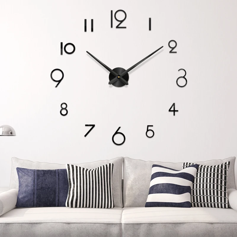 48 Inch Fashion 3D big size wall clock mirror sticker DIY brief living room decor meetting room wall clock diy sticke