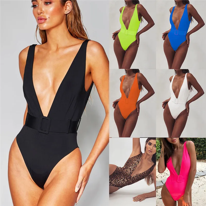 

Sexy Leopard Female Swimsuit One Piece Swimwear Women Slimming Deep-V High Cut Swimming Suit Monokini Tummy Beachwear Lady