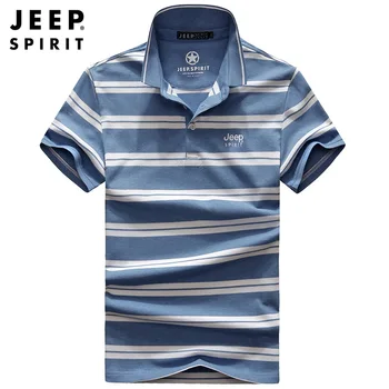 

JEEP SPIRIT Summer Polo Shirt Men Casual Loose Short Sleeve Turn Down Collar Camisa Polo Masculina Contrast Color Tee Shirt Men
