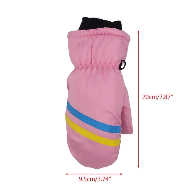 Детские толстые теплые лыжные перчатки для мальчиков и девочек с геометрическим принтом зимняя ветрозащитная рукавица для От 5 до 9 лет