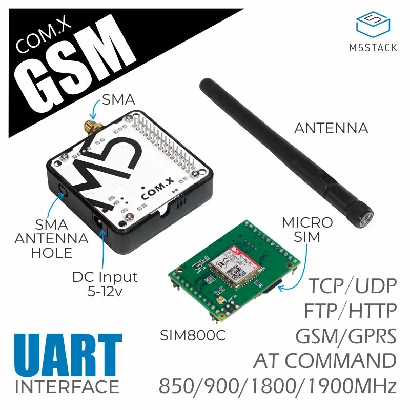 M5stack Official Com Gsm Module Sim800c Bulid In 2g Communication Module Esp32 Stackable Module Arduino With Sma Antenna Demo Board Accessories Aliexpress