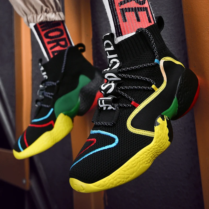ADBOOV легкие высокие кроссовки для мужчин Fly Knit дышащая модная повседневная обувь мужские кроссовки спортивная обувь
