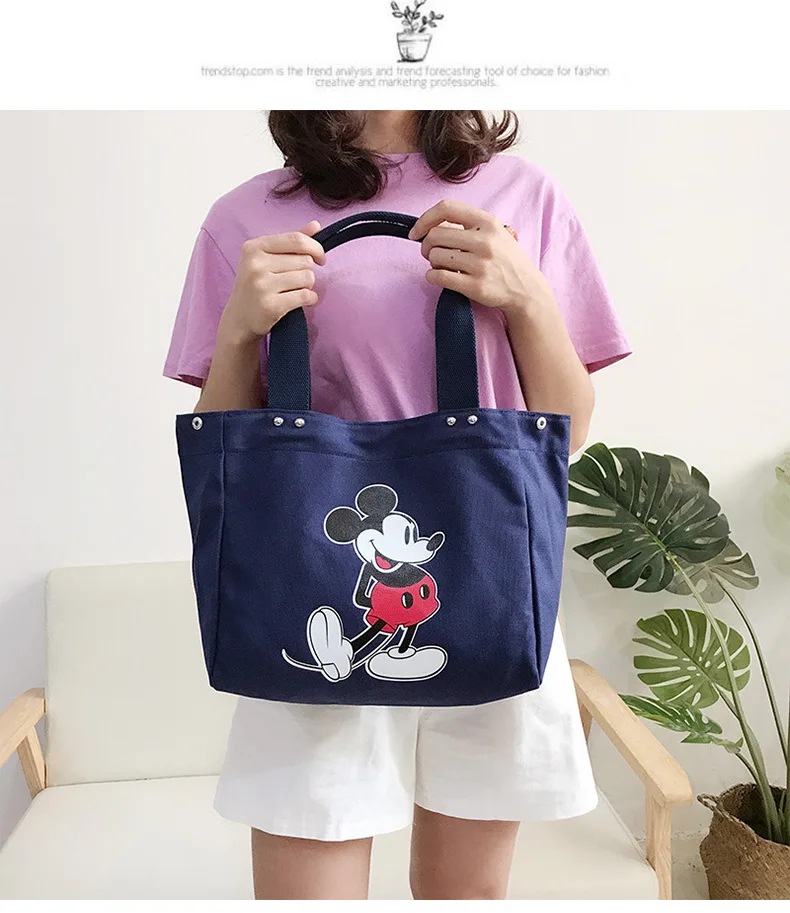 Disney женская сумка на плечо модная Холщовая Сумка Микки Маус дамская сумка большая емкость Минни Повседневная сумка на плечо шоппер