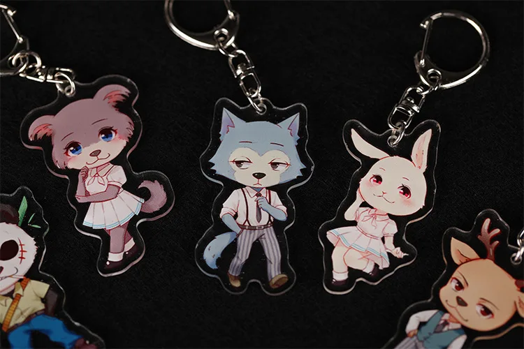 Anime BEASTARS Animal Cosplay Props Kawaii Panda Rabbit Keychain Acrylic Deer Wolf Keyring Pendant Key Chain Necklace Gifts New