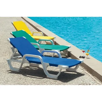 

Lounger COSTASOL with armrest, white polypropylene, stackable, textilene Green