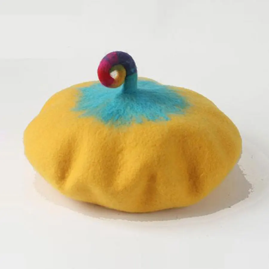 

Fashion Handmade Wool Berets Caps Women Cute Little Tail Hats Winter Birthday Gift Christmas Gift Vintage Wild Warm Party Caps