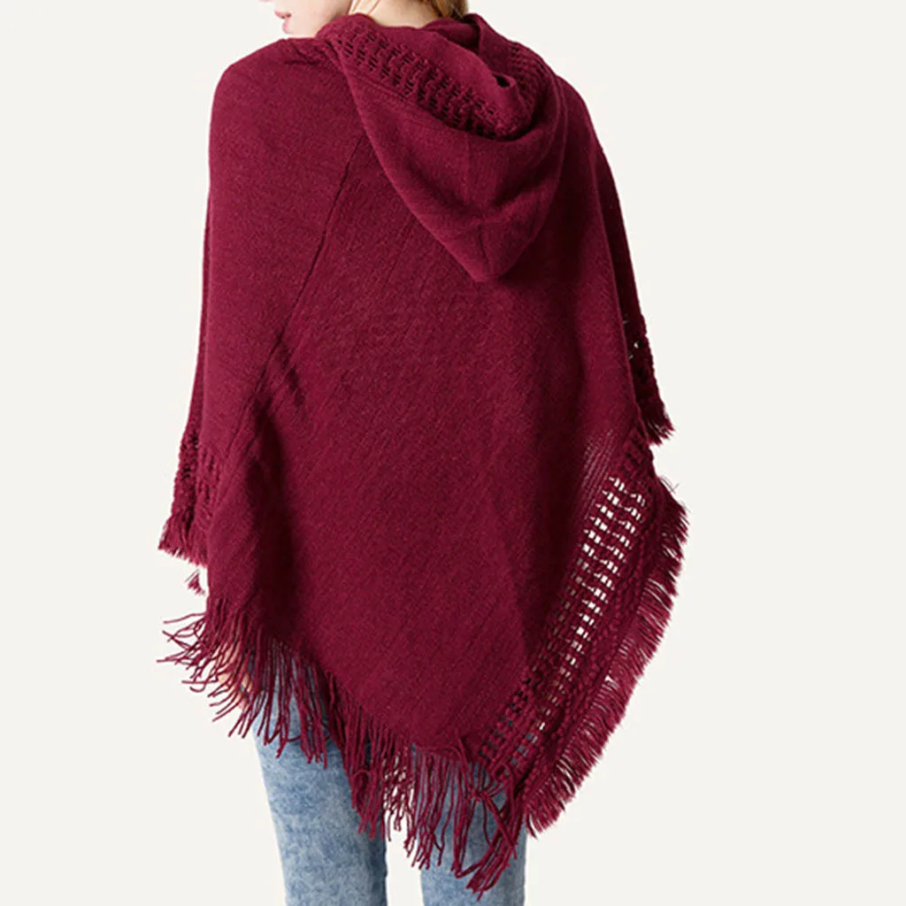 35# женские шарфы и обертывания модные осенне-зимние вязаные накидки с капюшоном Однотонный свитер накидка шарф шарфы палантины шарфы