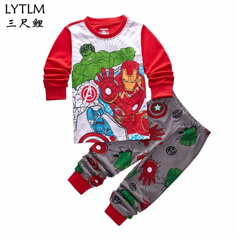 LYTLM Marvel/комплект одежды с Мстителями, супергерой, Железный человек, капитан старого американского корабля, хлопковая одежда для маленьких мальчиков, для сна, детский пижамный комплект - Цвет: 141