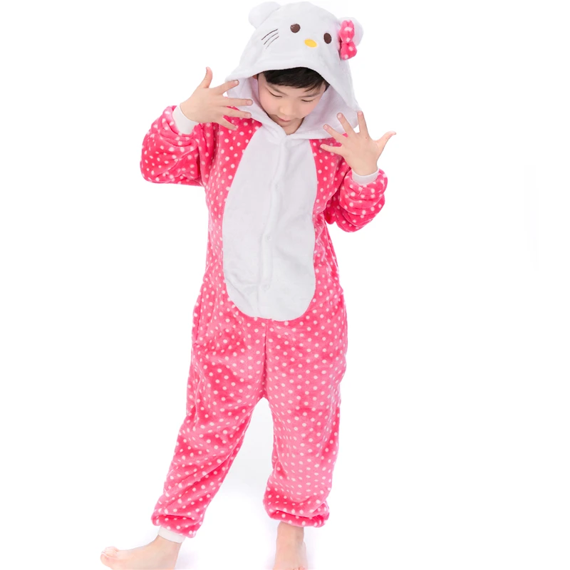 Kids Kigurumi Animal Pajams Sets for Boys Girls Winter Pikacuh Koala Onesie Flannel Warm Pyjamas Anime Cosplay Costume Nightwear anime cosplay female