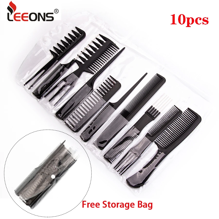 Low Cost Professional Combs Hair Salon Barber Anti-Static Black Women for 10pcs/Set Leeons VRM8A6nEBeW