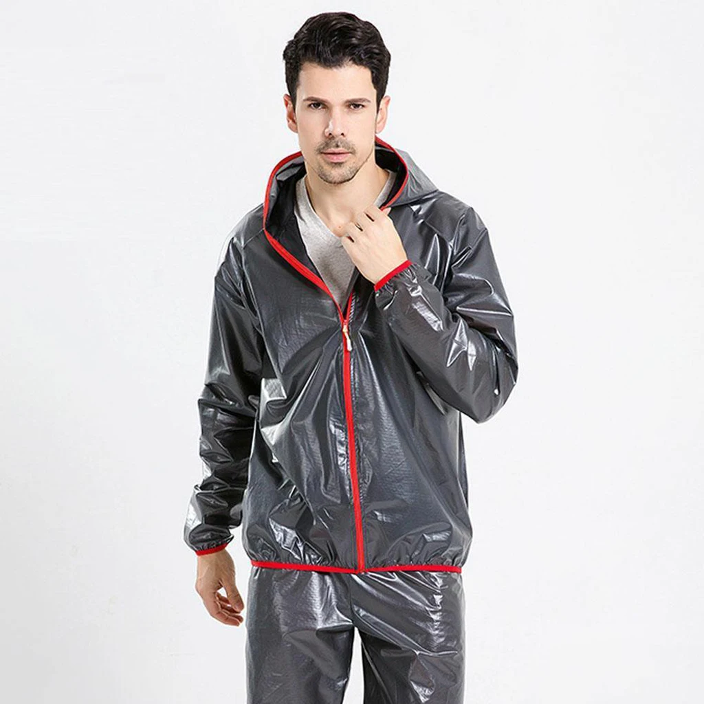 1 set Mens Motorcycle Cycling Full Rain Suit Waterproof Hooded Top Rain Coat Pant for outdoor activity 