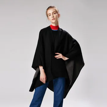 

Winter Warm Ponchos and Capes Women Cloak Scarf Travel Shawl Imitation Cashmere Pashmina National Wind Fork Cloaks Wraps Mujer