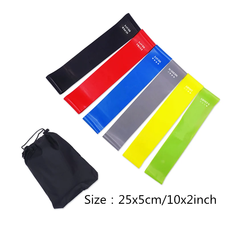 6PCS 25cm Фитнес резинки резинка для фитнеса Набор эспандеров 0,45 мм-1,4 мм Тяжелая Толстая латексная резиновая петля Пилатес Йога Тренировка Спорт Фитнес Кроссфит тренировка оборудование - Цвет: 6PCS 25cm