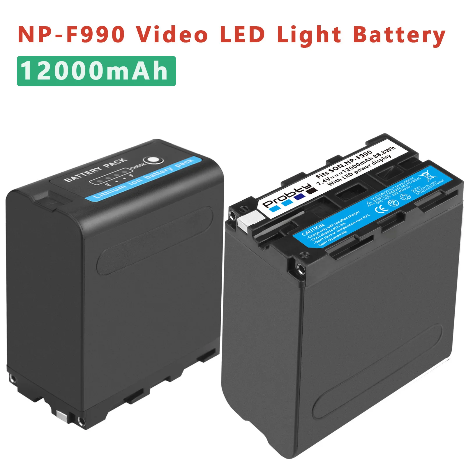 2 предмета 12000 мА/ч NP-F990 NP-F970 с Светодиодный индикатор питания лампа для студийных