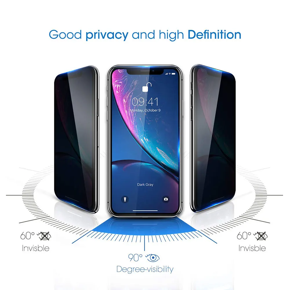 3D Защитное стекло для сохранения личной информации для iPhone XR X XS Max 8 Plus 7 6 6S анти шпион Закаленное стекло Защитная пленка verre tremp