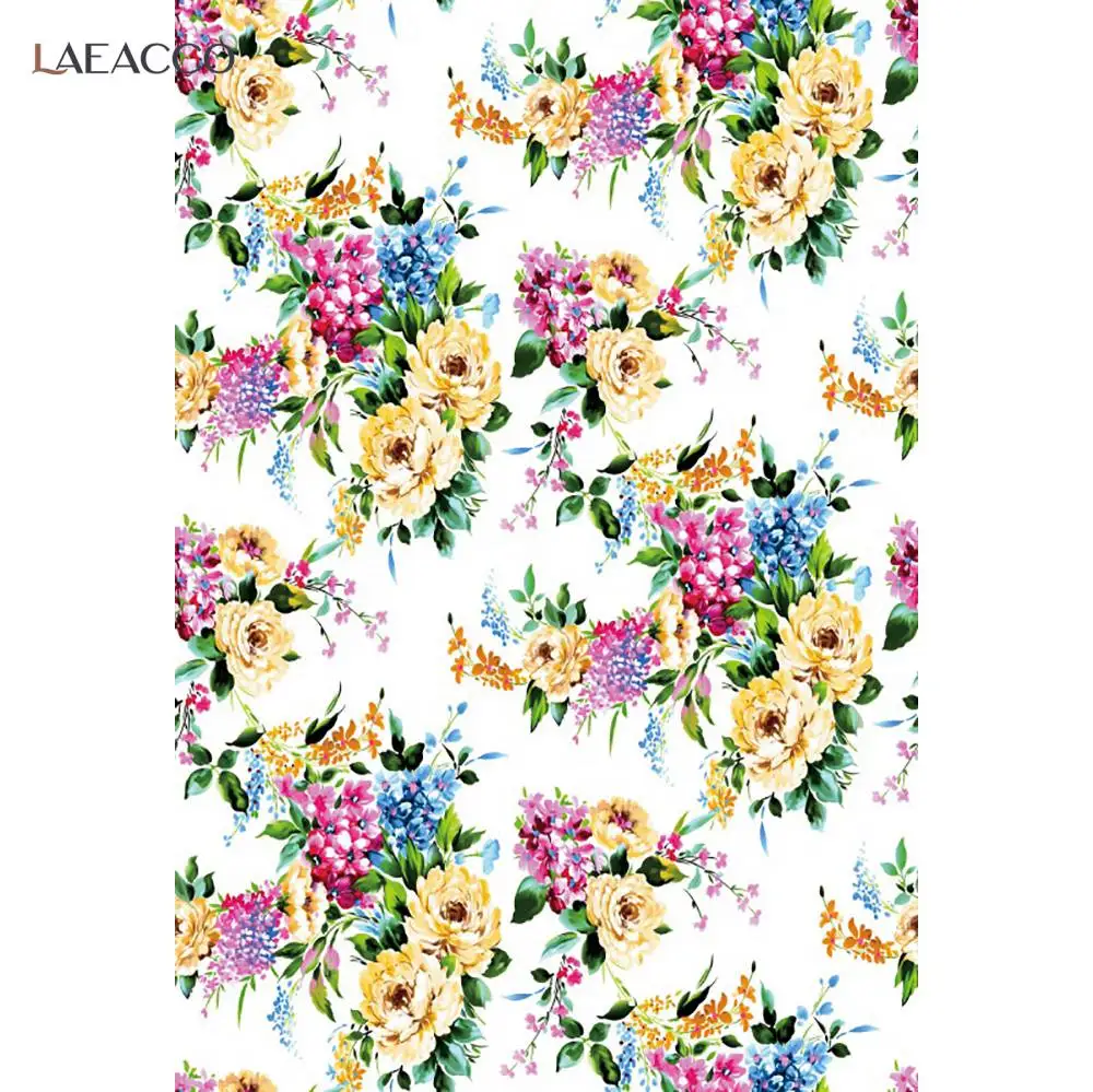 

Laeacco Spring Flowers Watercolor Seamless Pattern Home Decor Photography Backdrops Photographic Background For Photo Studio