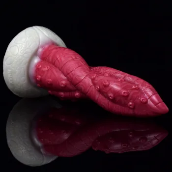 NNSX NEW Octopus Tentacle Dilldo Animal Silicone Surface with Suction Cup Red and White Flexible Dildofor Women Sexy ToysFemale 5