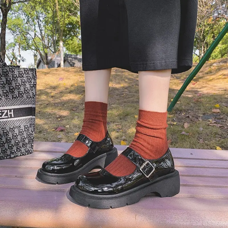 Zapatos Mary Jane de tacón bajo estilo japonés para mujer, zapatos de plataforma con hebilla, estilo harajuku vintage, lolita