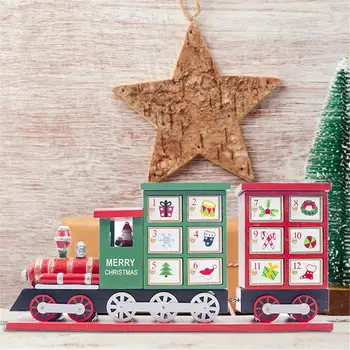 

Christmas Decorations Painted Small Train Calendar Countdown Calendar Storage Box For Christmas Decoration Ornament
