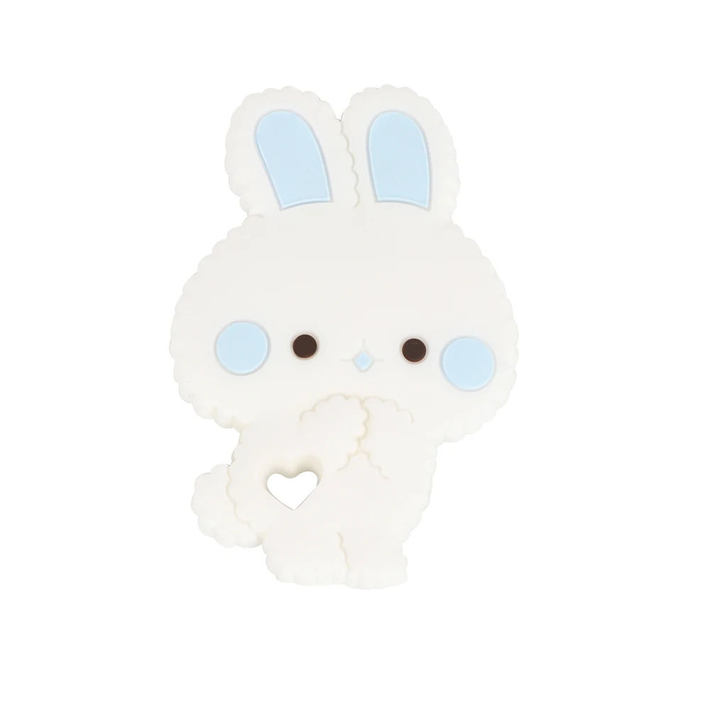 TYRY.HU 1PC BPA free rabbit silicone teether baby toys Chew Charms Kids Teething Gift - Цвет: 04-Sky Blue