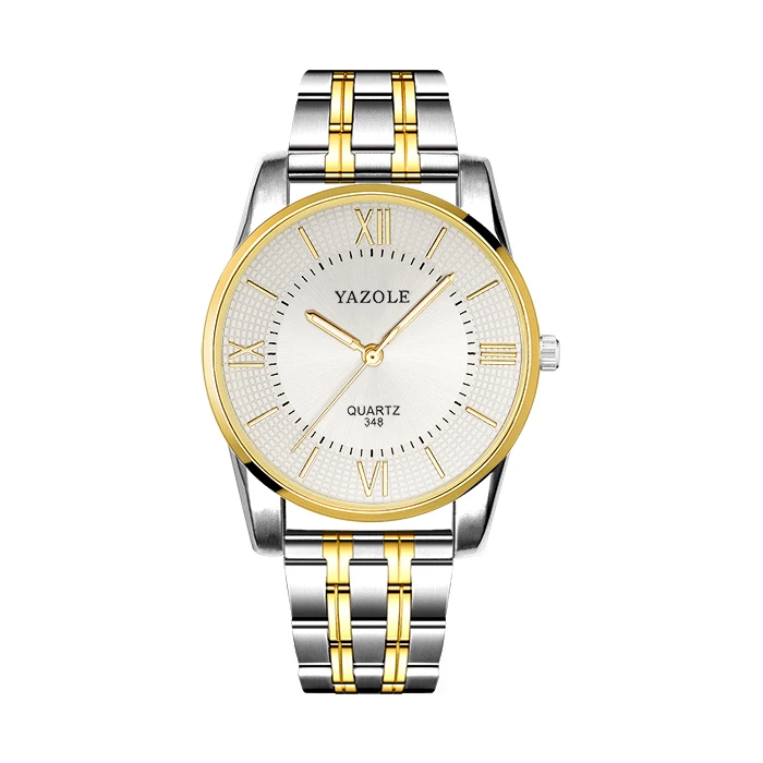 Роскошные мужские часы лучший бренд YAZOLE мужские деловые часы Мужские кварцевые наручные часы золотые водонепроницаемые часы из нержавеющей стали reloj hombre - Цвет: Белый