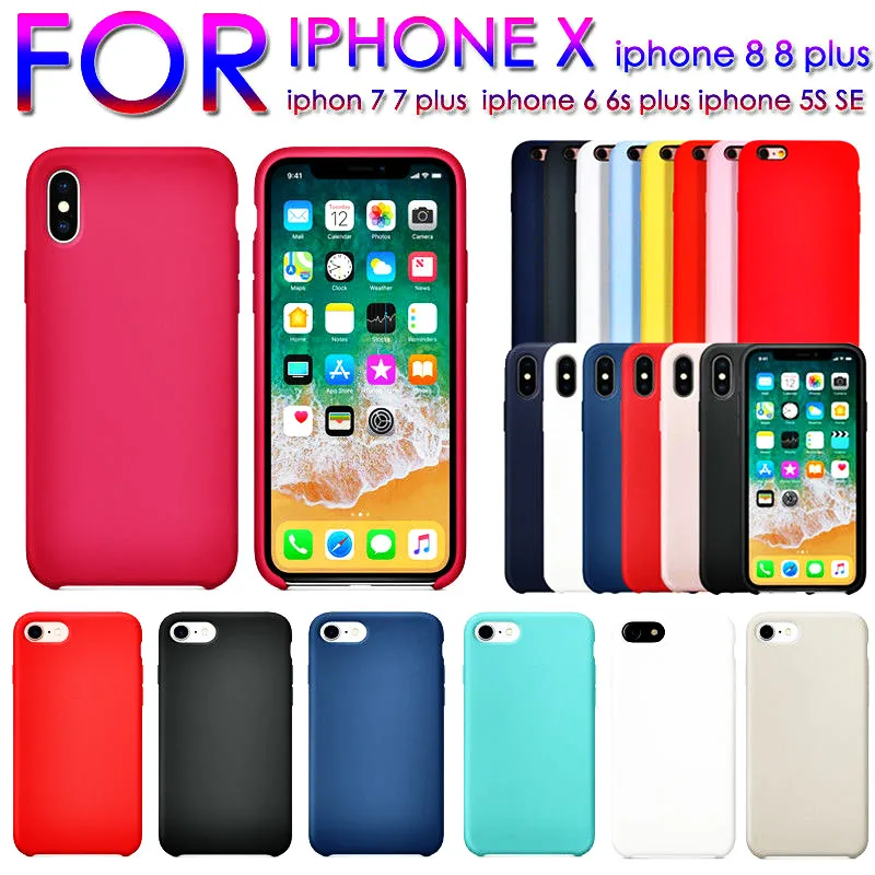

Retail Package with For Apple Logo Original Official 1:1 Liquid Silicone Case for IPhone XS 7 8 I6s Plus XR XSMAX Funda Coque