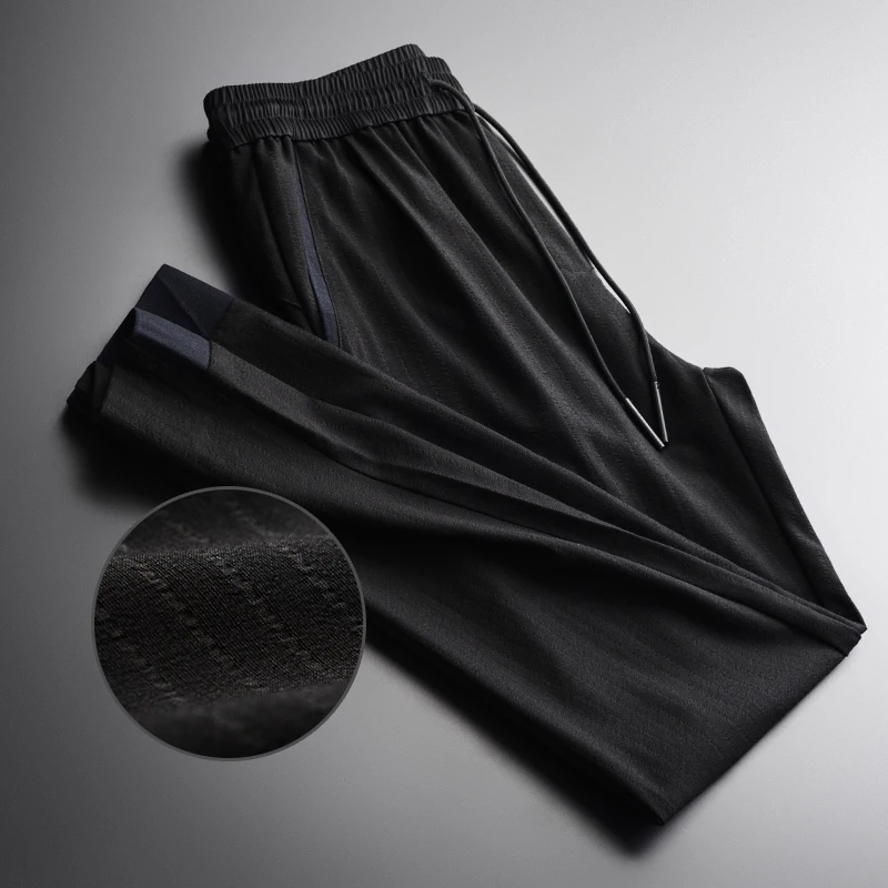 

Black Mens Luxury Soft Thin Casual Sport Solid Color Man Pants Plus Size 4xl Summer Fashion Slim Fit Trousers Men