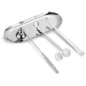 

4 in 1 Candle Accessory Set - Candle Wick Trimmer,Candle Wick Snuffer, Storage Tray Plate, Candle Care Tools