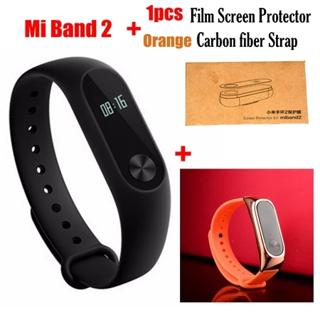 Xiaomi mi Band 2 mi band mi Band 2 браслет OLED сенсорный экран фитнес-трекер для измерения сердечного ритма IP67 водонепроницаемый - Цвет: add carbon orange