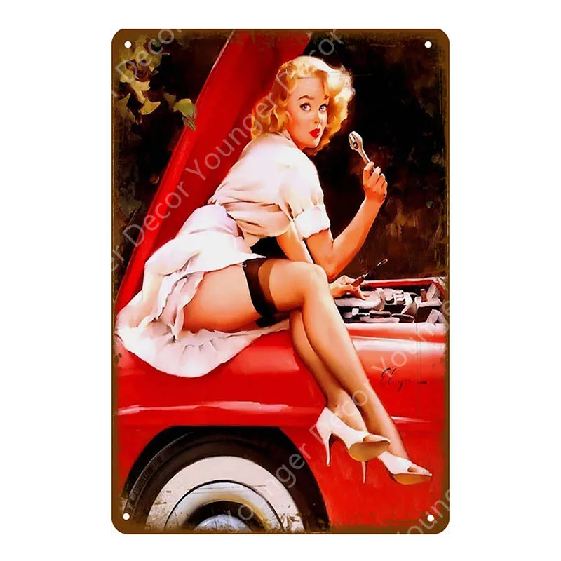 Винтаж ретро сексуальная леди Pin Up девушка живопись оловянные знаки металлический плакат стикер стены бар кофе дом клуб домашний декор YI-076 - Цвет: YD3159EI