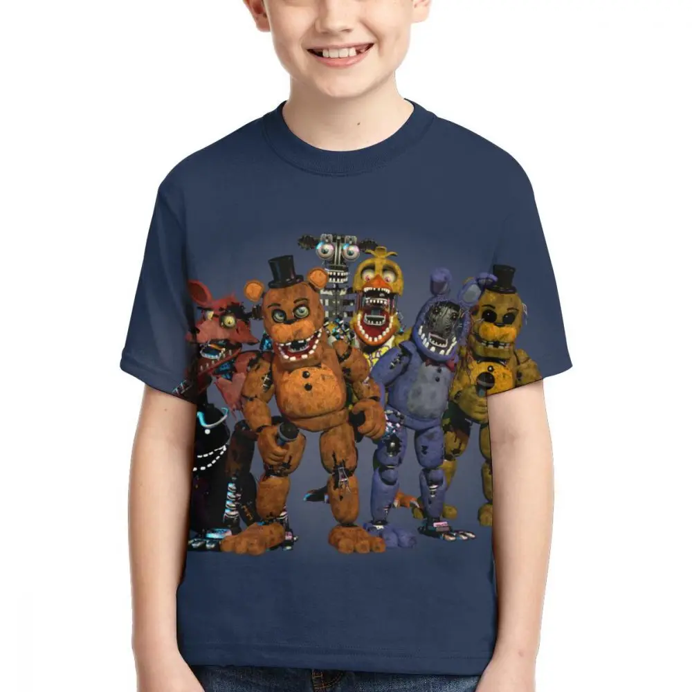 

Five Nights At Freddy's Boys' Glow in The Dark Youth Freddie Fazbear's Pizza T-Shirt Teen-Agers Short Sleeve