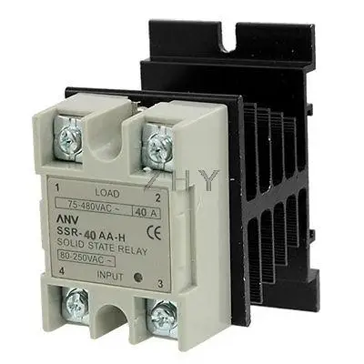 

AC to AC Solid State Relay SSR 40A 80-250VAC / 75-480VAC w Heat Sink