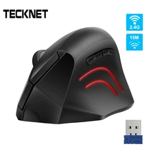 TeckNet Вертикальная игровая Беспроводной Мышь 800/1200/2000 Точек на дюйм 2,4 г Эргономичный Оптическая Мышь наручные Исцеление Вертикальная мышь для ПК, ноутбука