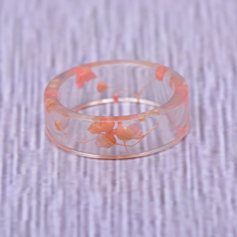 Горячее предложение, уникальное прозрачное кольцо из смолы, ручная работа, высушенный цветок, эпоксидные кольца для мужчин, разноцветный узор, прозрачное круглое кольцо, ювелирное изделие для женщин и мужчин