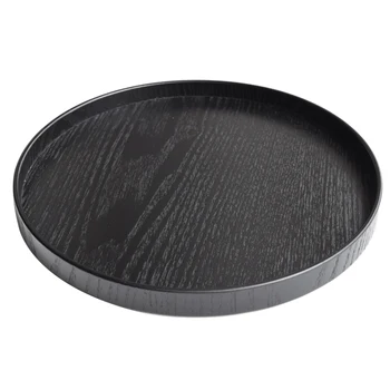 

LUDA 1Pc Wooden Vintage Round Serving Breakfast Tray Wood Nesting Platter for Food Coffee