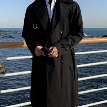 S-6XL, хит, весеннее мужское Новое Модное Длинное двубортное повседневное Свободное пальто большого размера на заказ