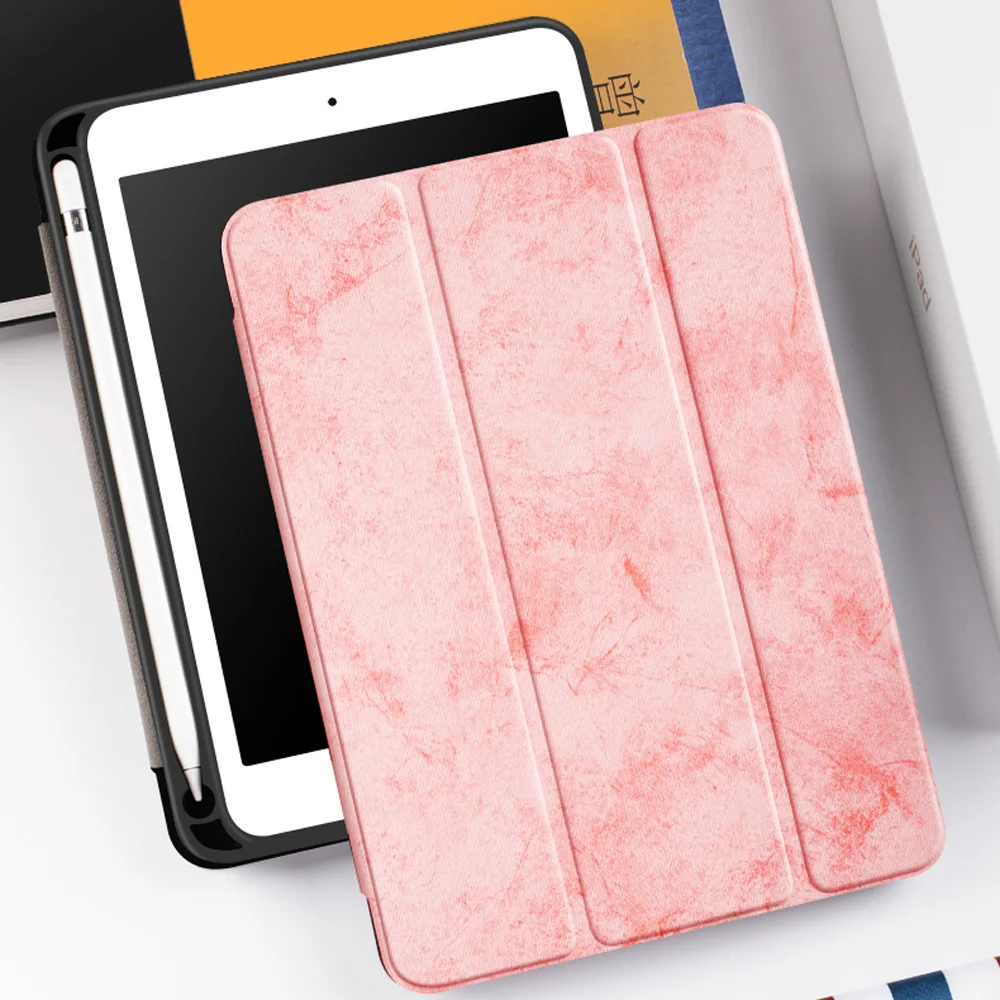 Чехол с держателем для карандашей для iPad 9,7 дюйма( Новинка), ZVRUA тонкий трехскладной PU кожаный смарт-чехол просыпается