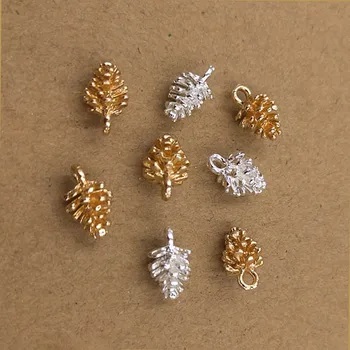 

20pcs 12x7mm Metal Small Pine Cone Charm Kc Gold Silver Accessories for DIY Jewelry Making Cute Alloy Pendant Findings Supplies