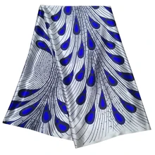 New Design Peacock Feather Print Wax Fabric 6 Yards/lot African Fabric For Wedding Party