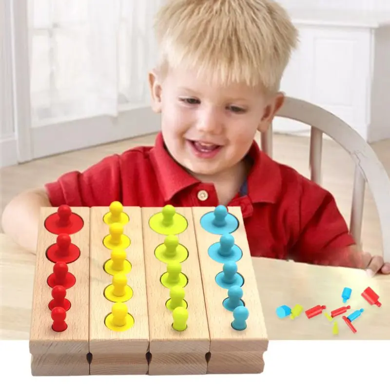 Детская деревянная розетка цилиндр набор для раннего обучения по системе Монтессори игрушки наборы для малышей развивающие инструменты E65D