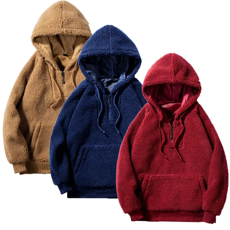 Men Autumn Winter Hooded Coat Man Warm Plain Tops Casual Hoodie Pullover Fleece Sweatshirts Outfits Plus Size | Мужская одежда