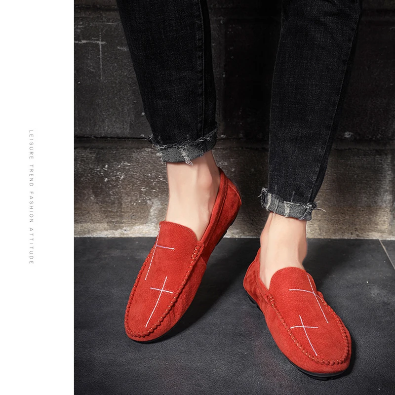 Plus Size 38-47 Leather Men's Shoes Casual Lazy Sli on Shoes for Men Soft Sole Mens Moccasins Casual Shoes ET870 (10)