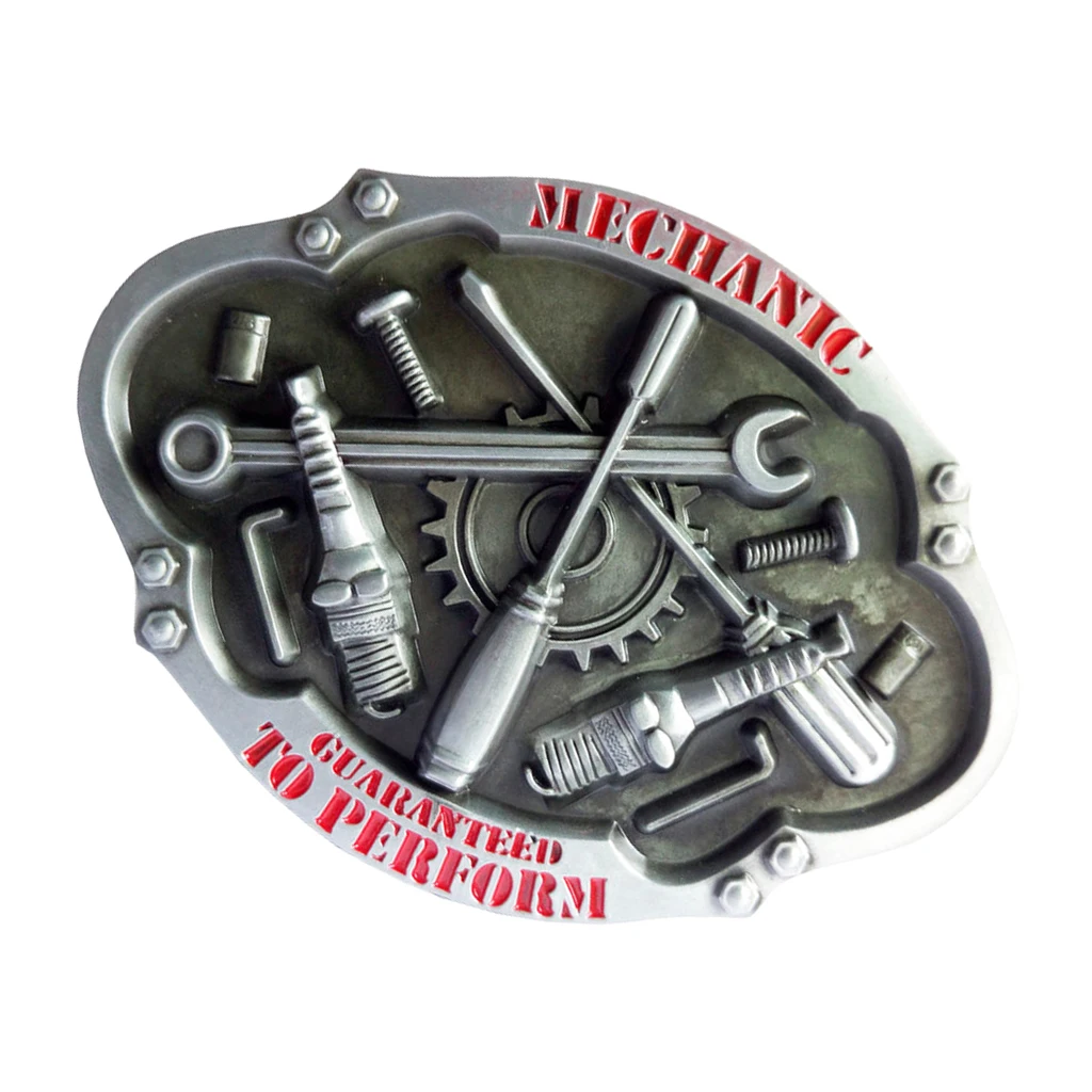 Men's Leather Belt Buckle Metal Oval Mechanic Tool Pattern 1PC Retro Western Cool Metel Buckle