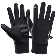 Luvas de inverno para homens touchscreen silicone antiderrapante womens luva fria esportes ao ar livre repelente de água quente ciclismo condução mitten