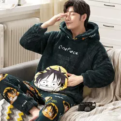 Men Thick Plush Pajamas Winter Spring Coral Velvet Warm Flannel Clothes Home Suit New 2021 Mens Pajamas Men Sleepwear