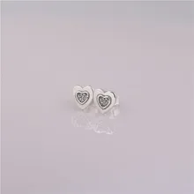 925 пробы серебряные серьги-гвоздики блестящие серьги-гвоздики с логотипом в форме сердца для женщин Подарки на день рождения